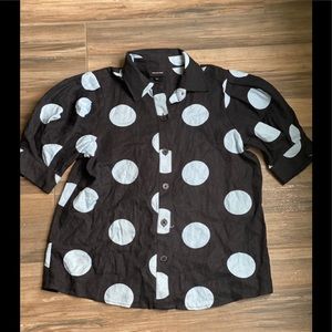 Who What Wear Black Blue Polka Dot Top XS